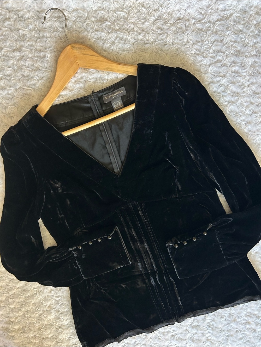 Banana Republic Crushed Velvet Long Sleeve Blouse Top S